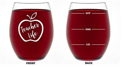 Teacher Themed Wine Glass Present For Teacher Teacher Wine Glass