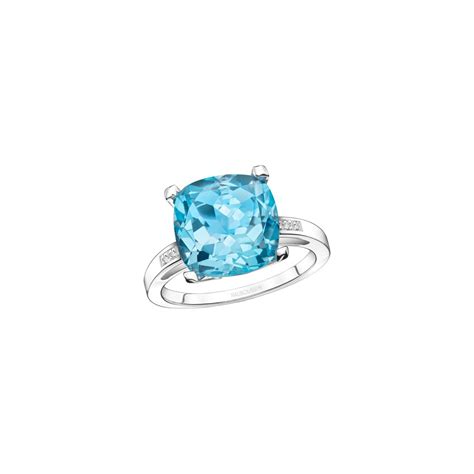 Achat Bague Mauboussin Petit Visage D Amour En Or Blanc Topaze Bleue