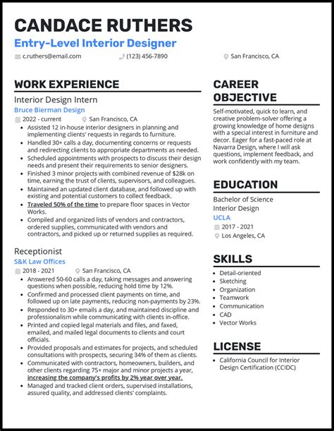 Entry Level Interior Design Resume Examples For 2023 59 Off