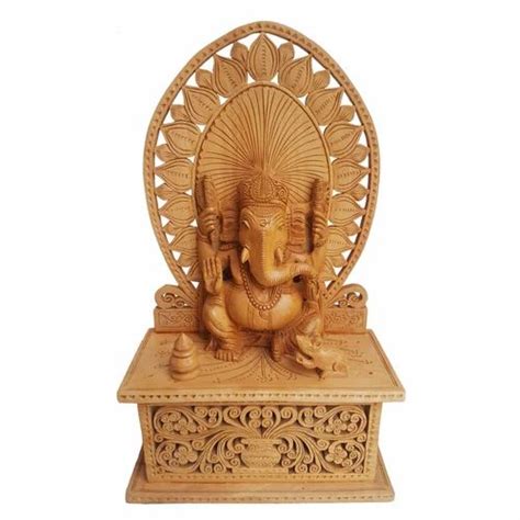 Sng Engineered Wood Shrinath Art Gallery Wooden Sitting Ganesha Statue