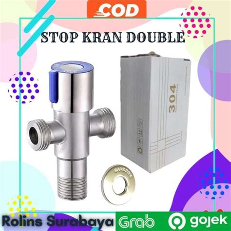 Jual Stop Kran Keran Air Stainless Toilet Dobel Cabang Shower Inch