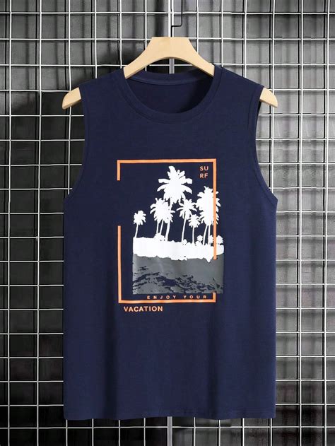 Manfinity RSRT Men Tropical Letter Graphic Tank Top SHEIN USA