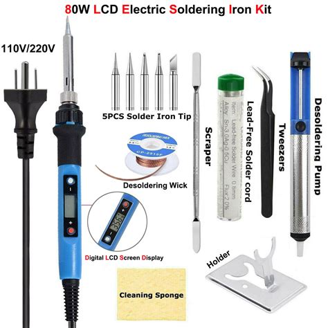 Lcd Digital Soldering Iron Kit Solder Gun W Adjustable Temperature