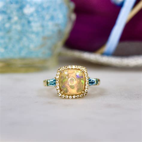 Ethiopian Opal And Topaz Ring In Ct Gold Gems Afire Vintage