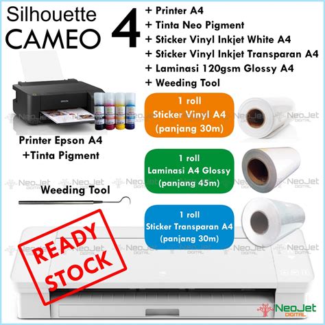 Jual Paket Mesin Cutting Sticker Cameo Mini Print Cut Printer Epson A