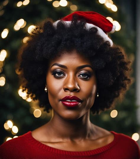 Premium Photo Christmas Portrait Photo Sexy Black Afro Woman