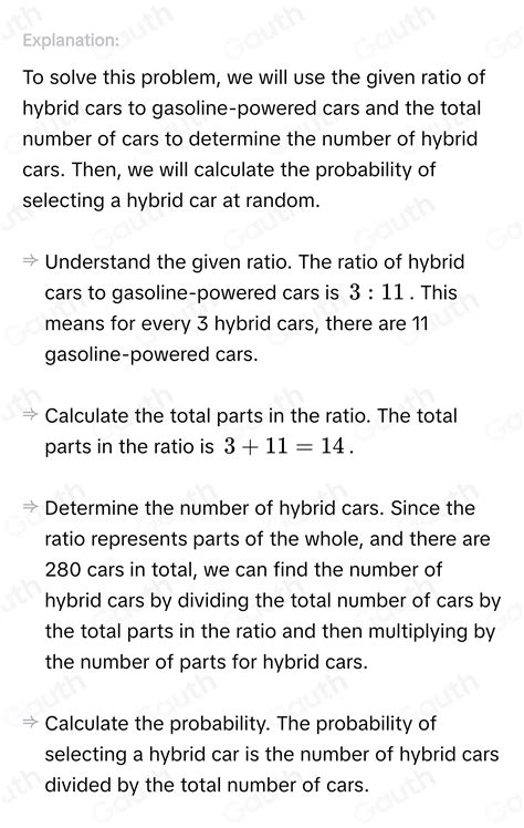 Solved The Ratio Of Hybrid Cars To Gasoline Powered Cars In The