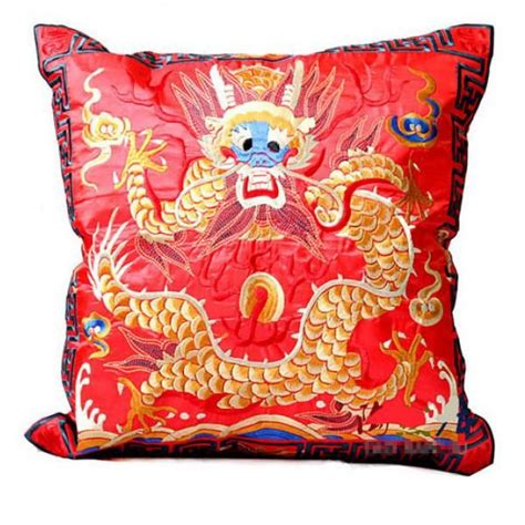 Chinoiserie Dragon Embroidered Pillow Covers Decorative Sofa Cushion