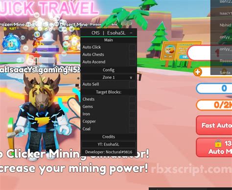 Clicker Mining Simulator Auto Click Auto Sell Auto Chest Scripts