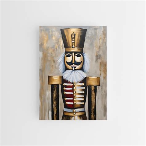 Gothic Nutcracker Wall Art Rustic Style Gold Accents Moody Holiday