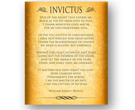 Poème Invictus De William Ernest Henley Téléchargement Etsy France