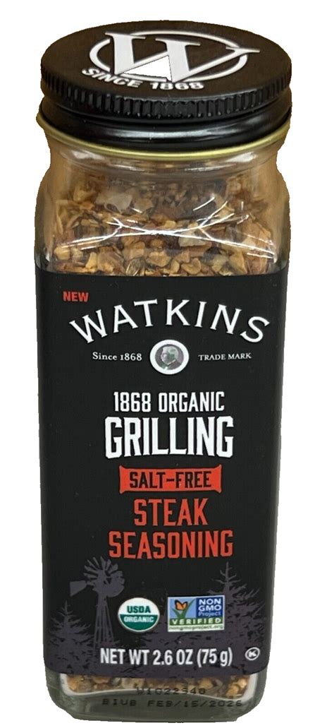 Watkins 1868 Organic Grilling Salt Free Steak Seasoning 2 6 Oz Ebay