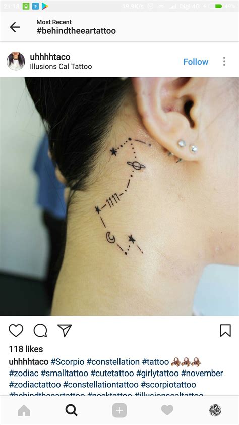 Scorpio Zodiac Tattoo Behind Ear