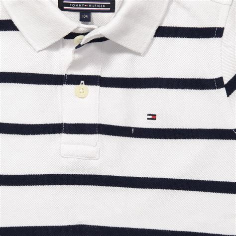 Tommy Hilfiger Striped Polo T Shirt Bright White