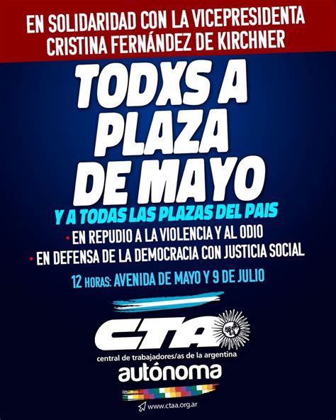 La CTA Autónoma moviliza a Plaza de Mayo en solidaridad con la