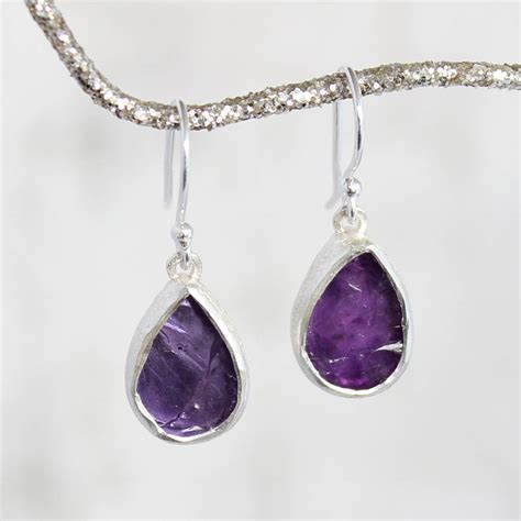 Amethyst Drop Ladies Sterling Silver Earrings By Poppy Jewellery