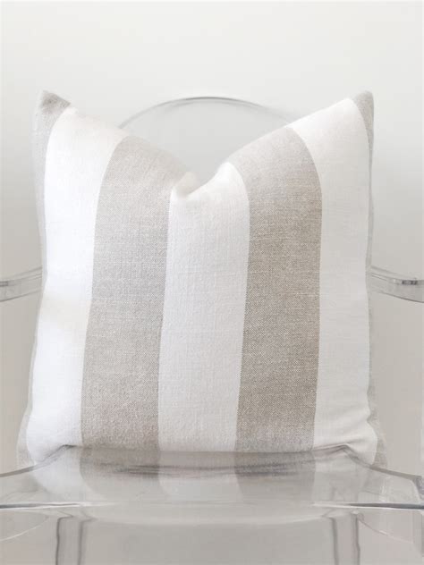 Striped Linen Pillow Cover Striped Pillow Beige Pillow Etsy