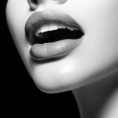 Premium Photo | Womans mouth slightly open black and white