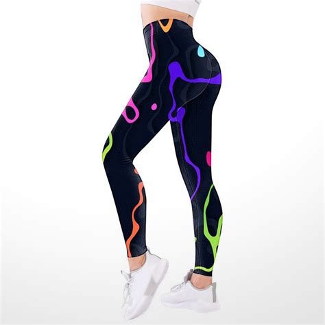 Hcuribad Yoga Pants Women Print High Waist Pants Tights Compression