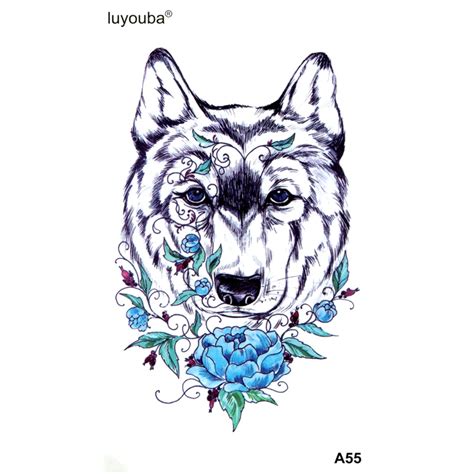 Wolf Wasserdichte Tempor Re Tattoos M Nner Tattoo Kunst Flash Tattoo