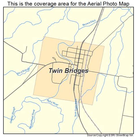 Aerial Photography Map of Twin Bridges, MT Montana