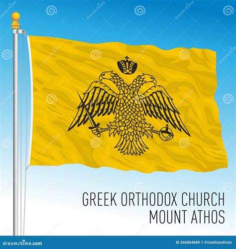 Greek Orthodox Church Flag And Mount Athos Flag Greece Stock Vector