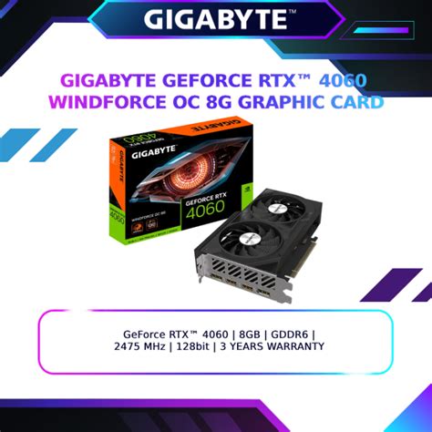 Gigabyte Geforce Rtx 4060 Windforce Oc 8gb Graphic Card Gv N4060wf2oc