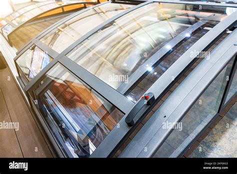 Pool Cover The Telescopic Swimming Pool Enclosure Stock Photo Alamy