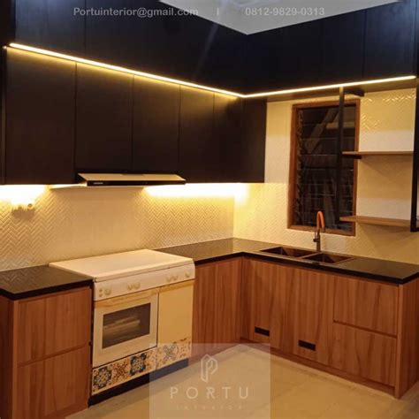 Contoh Kitchen Set Minimalis Motif Kayu Black Condet Kramat Jati