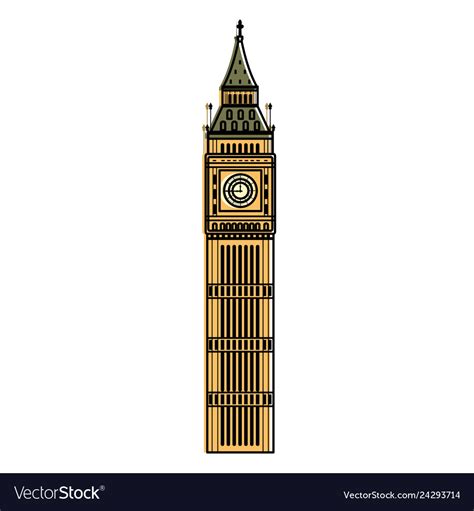 Color big ben tower history architecture Vector Image