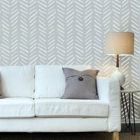 Wall Herringbone Simple Allover Stencil Scandinavian Stencil Pattern