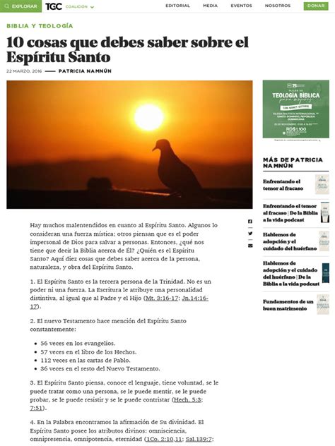 10 Cosas Que Debes Saber Sobre El Espíritu Santo Tgc Pdf Espíritu Santo Misionero