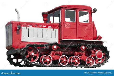 Vintage Russian Tractor On White Background Editorial Stock Image