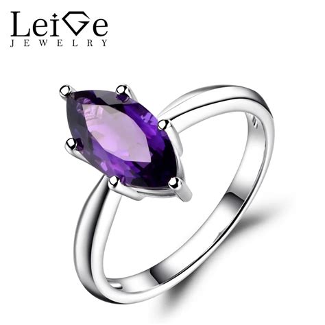 Leige Jewelry anillos de amatista púrpura para mujer sortija única de