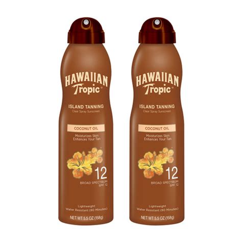 Hawaiian Tropic Dry Oil Clear Spray Sunscreen SPF 12 6 Ounces Pack