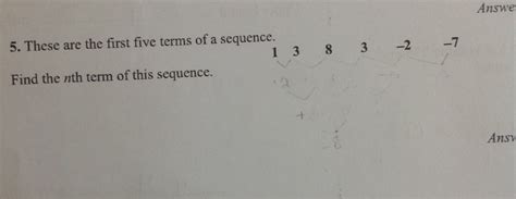 These Are The First Five Terms Of A Sequence Find The N Th Term Of