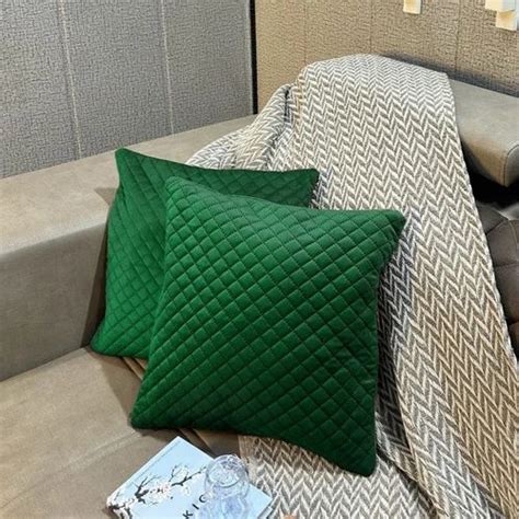 plain green velvet cushion cover set shape square size  cm