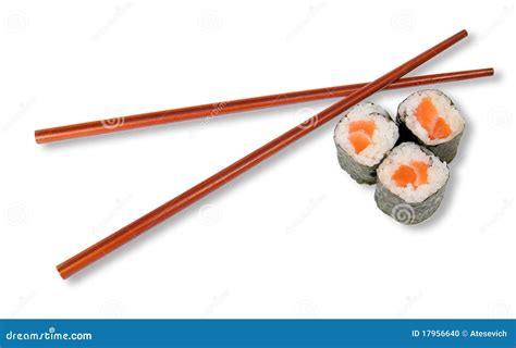 Sushi And Chopsticks Stock Photo Image Of Slice Isolated 17956640