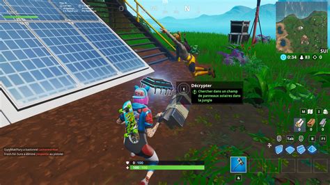 Fortnite Puce 95 Décryptage Chercher dans champ de panneaux solaires