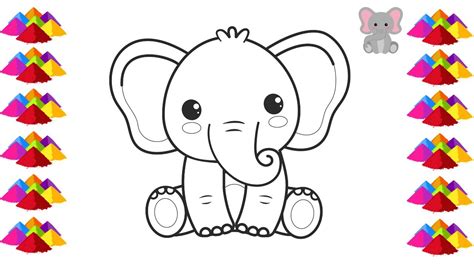 How To Draw A Kids Elephant Simple Rainbow Elephant Drawing Easy