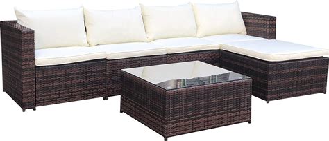 Evre Miami Brown Outdoor Rattan Garden Furniture Set For Patio