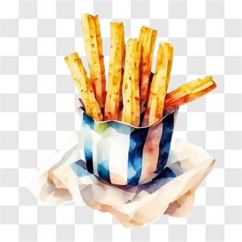 Baixe Ilustra O Em Aquarela De Batatas Fritas Png Creative Fabrica