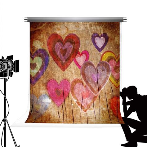 ABPHOTO Polyester Love Heart Painting Photography Background Valentine