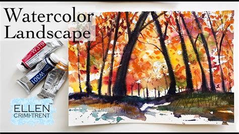 Watercolor Autumn Landscape Tutorial For Beginners Step By Step Youtube