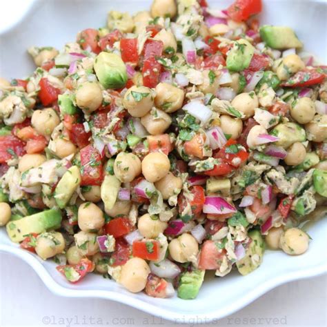 Garbanzo Chickpea Salad With Avocado And Tuna Fish Laylitas Recipes