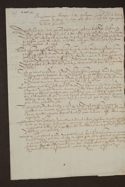 Lettre Du Roi De Navarre Au Duc De Montmorency Language Art