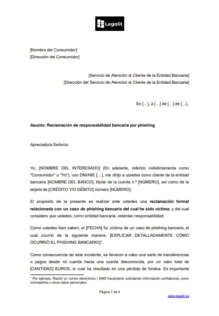 Modelo Carta Burofax Reclamaci N Responsabilidad Bancaria Por