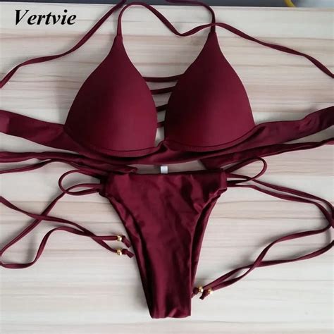 Sexy Women Brazilian Thong Bikini Set Push Up Beach Swimsuit Women