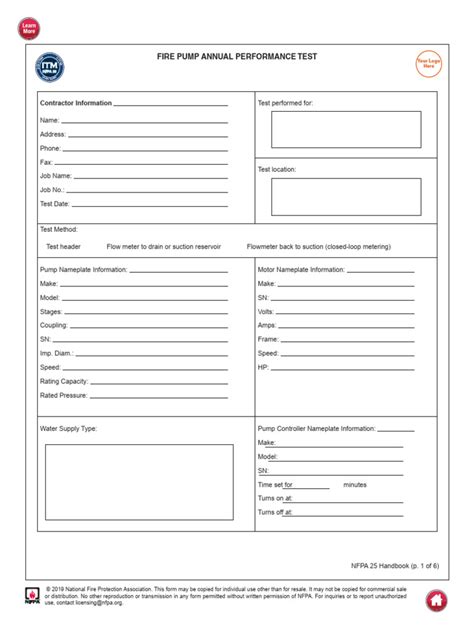 Nfpa E Forms 83 88 Fire Pump Annual Performance Test Pdf Pump Pressure