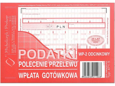 Polecenie Przelewu Podatki 2 Odcinkowe Mipro A6 47 471 5 Cena